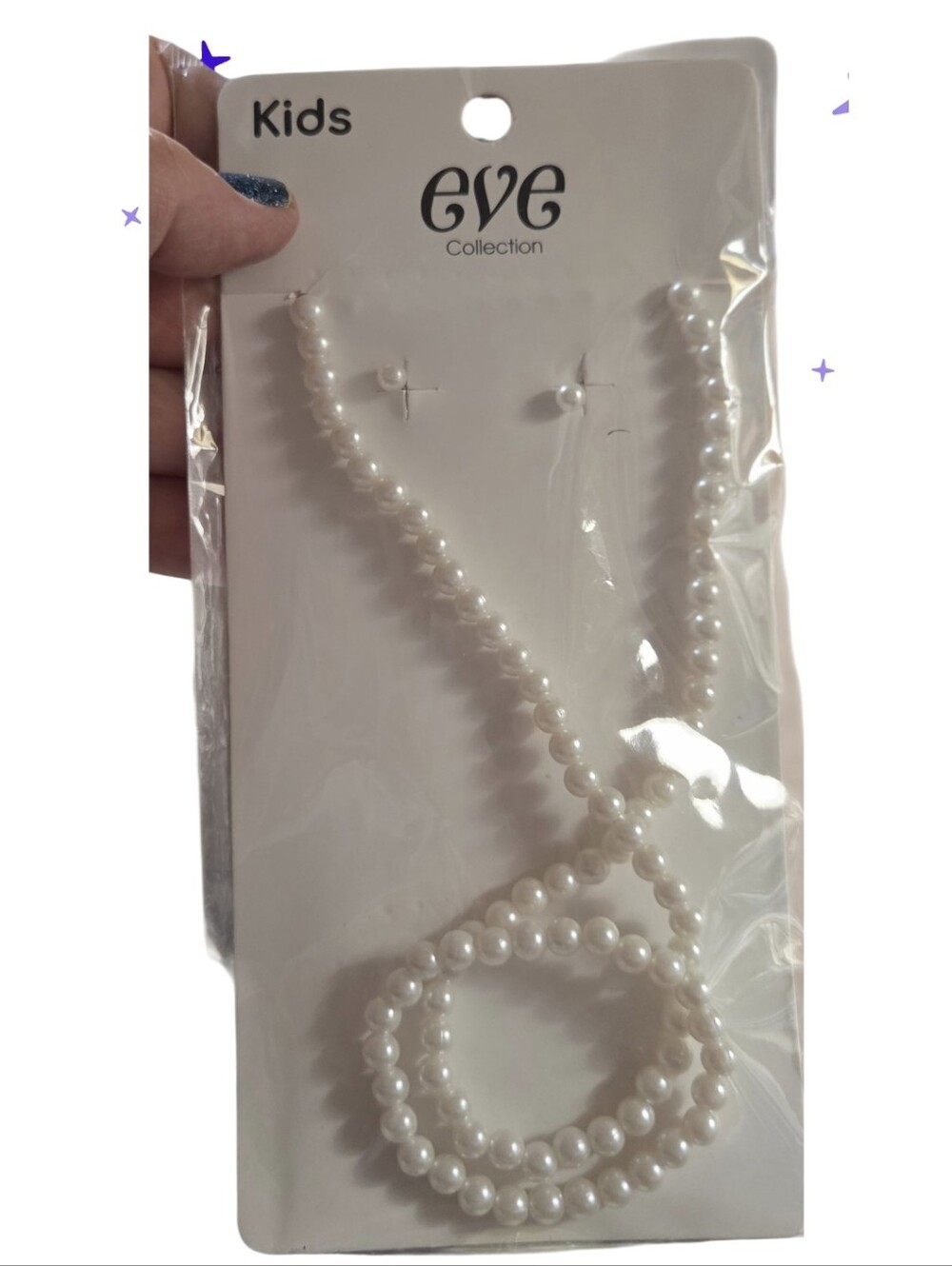 Kids Eve Collection White Pearl Necklace & Bracelet Set